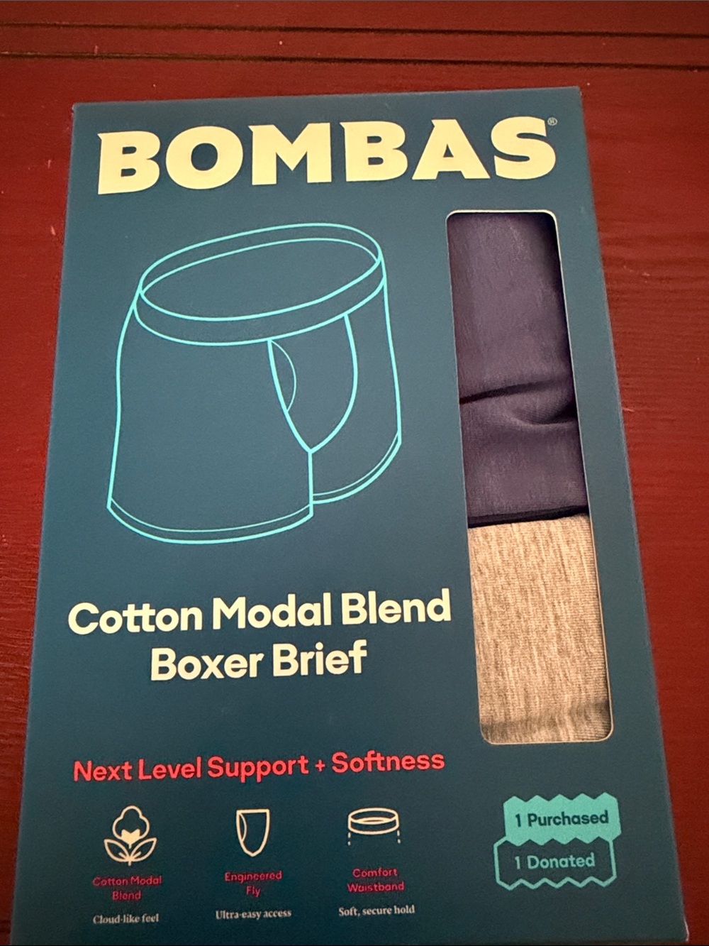 Bombas Cotton Modal Blend Boxer Briefs - Navy & Heather Gray